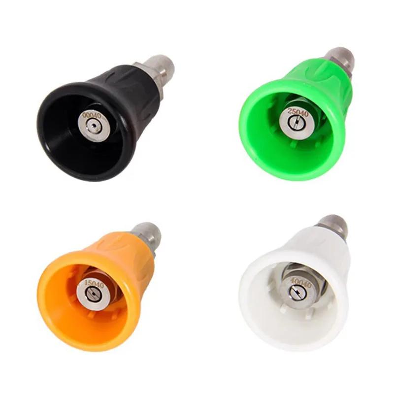 1/4" Pressure Wash Nozzle Household Sheath Nozzle for Cars Stainless Steel Splash Proof Washer Tips Hose Rubber Protector