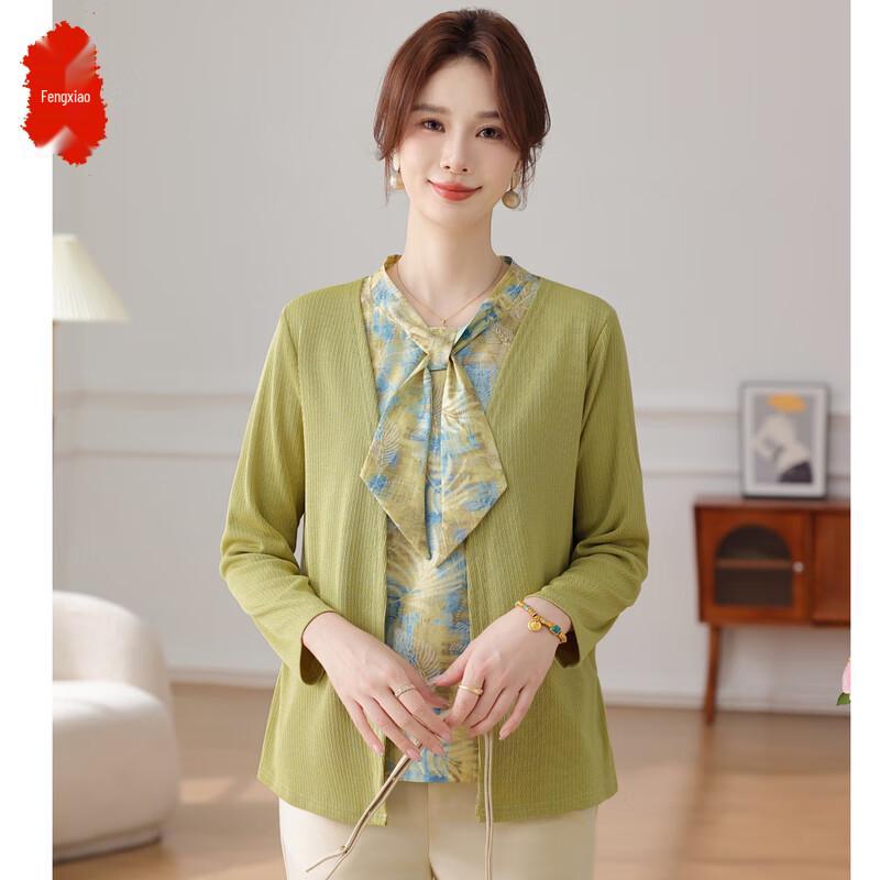 

Трикотажный топ-двойка из искусственной ткани на осень 2025 года для женщин среднего возраста 2XL