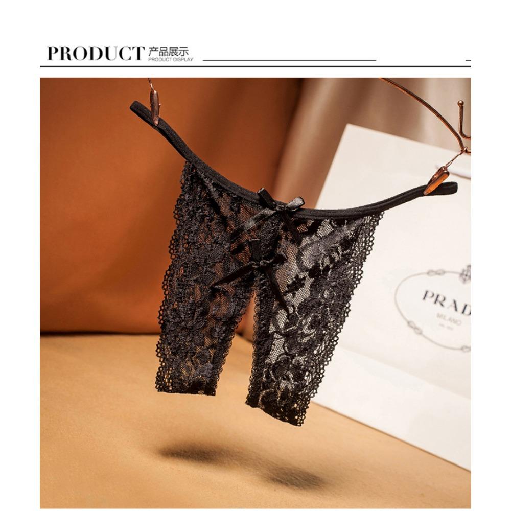 Sexy Big Crotch Thong Ladies Transparent Lace Sexy Underwear Panties Open Crotch Panties