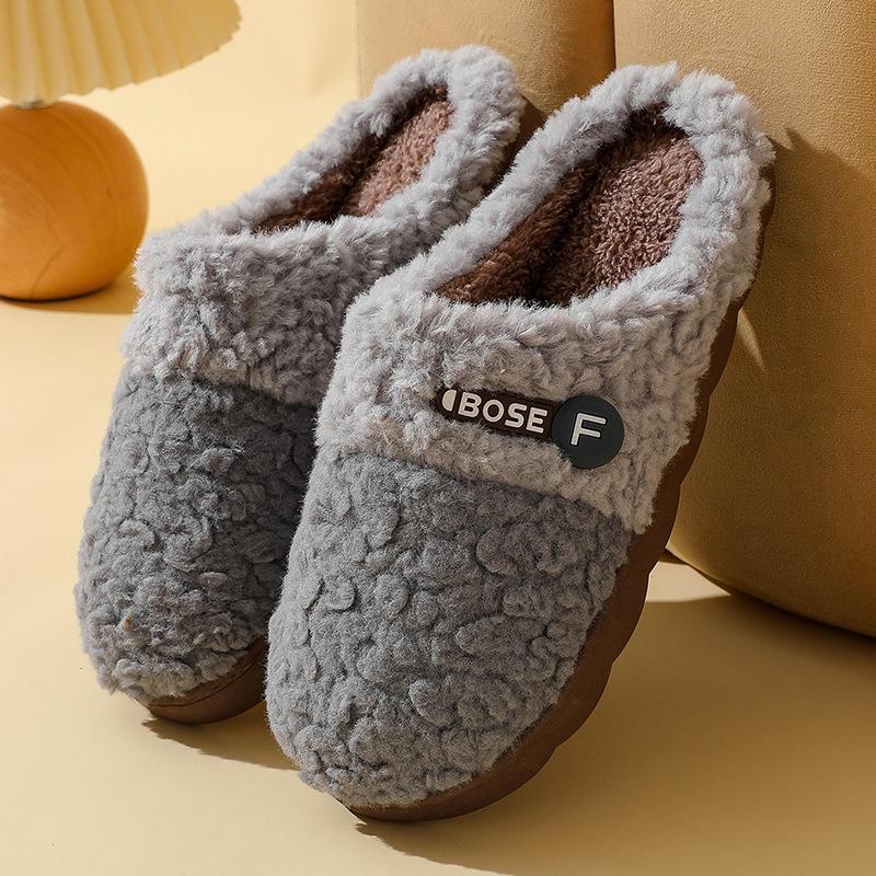 Winter Fur-Slippers: Women's & Men's Cozy Cotton, Velvet-Lined, Thick Sole for Indoor Warmth