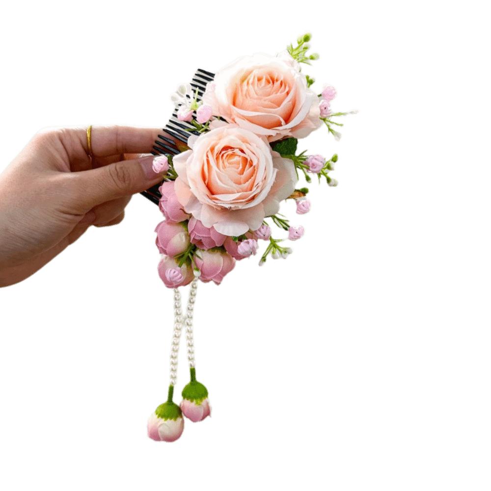 

Tassel Thailand Flower Hairpin Pearl Wedding Bride Accessories Vintage Flower Hair Comb Headwear Style6