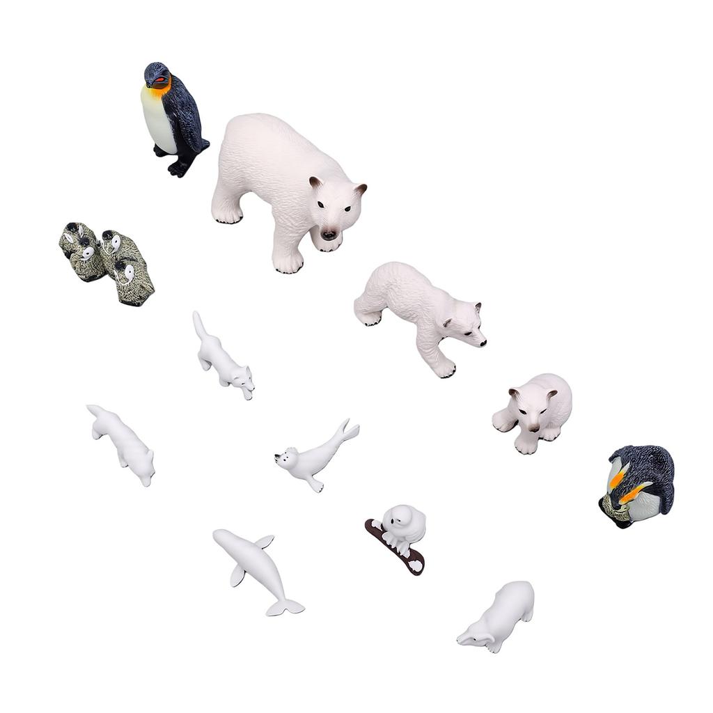 12 Stück Plastik Polartiere Spielzeugfiguren Realistische Arktische Tierfiguren für Kinder Bildung Meeresbewohner Spielzeug Set mit