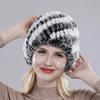 Russian Lady 100% Natural Real Rex Rabbit Fur Hats Women Kintted Outdoor Rex Rabbit Fur Hat New Warm Real Fur Caps