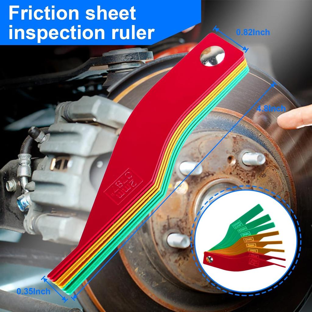 Brake Disc Measuring Tool, 8-Piece SAE Gauge Measuring Metric Steel Structure Thickness Gauge, Color Coded Gauge Size, Measuring Disc And Drum Brake