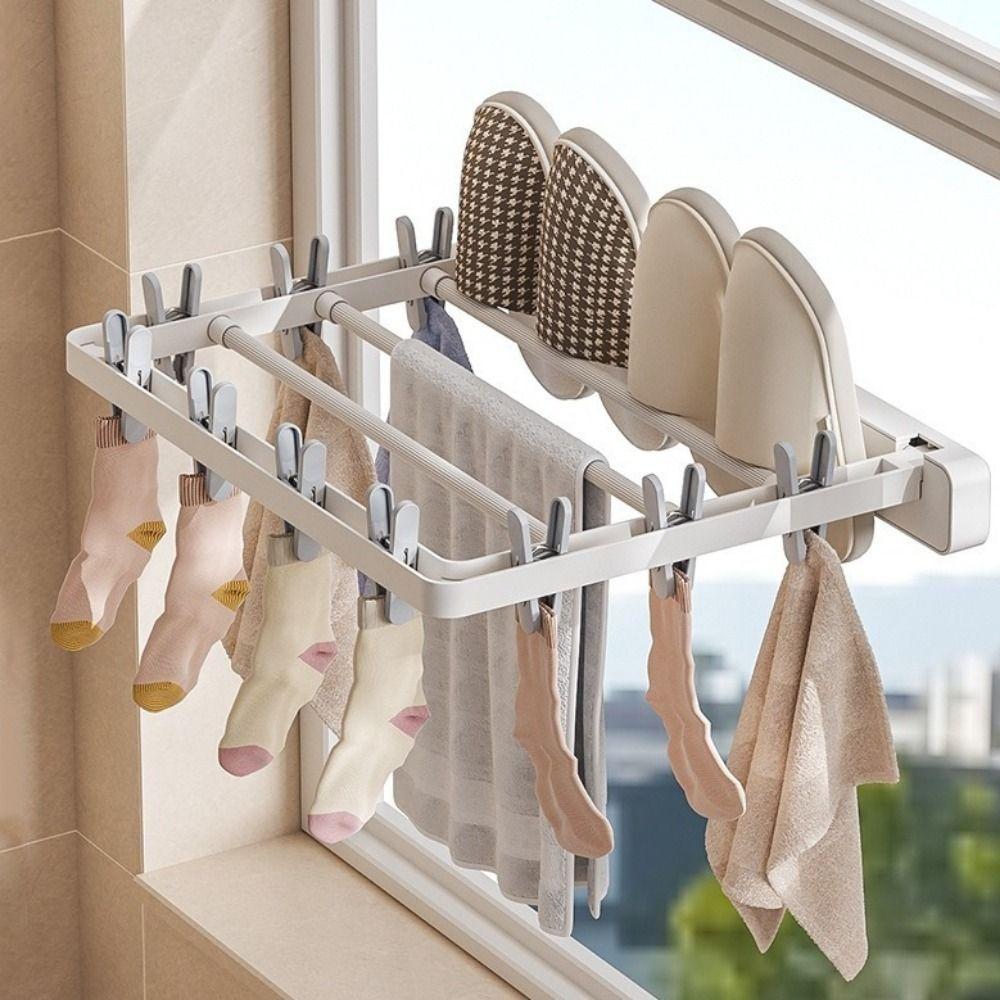 Anti-slip Sock Folding Clothes Dryer Windproof Multi-Clip Drying Rack Folding Drying Rack  Indoor