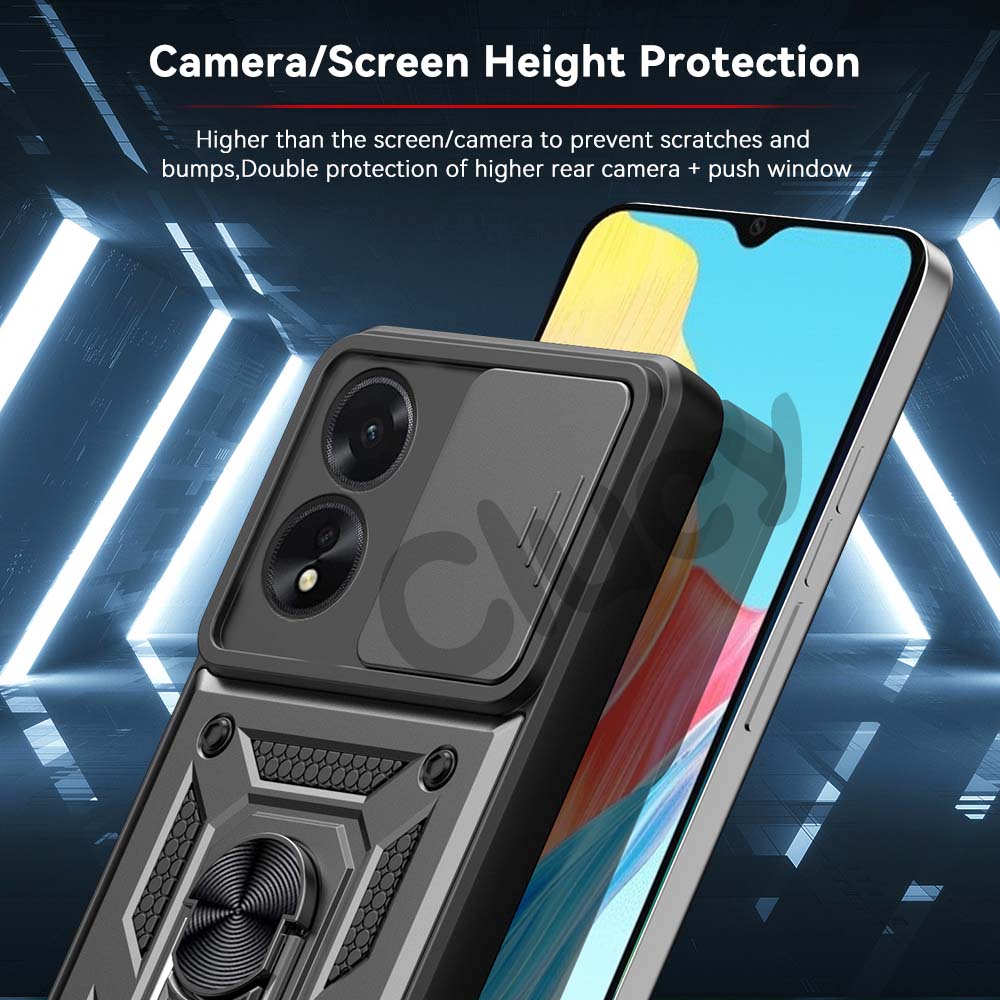 For OPPO A38 4G A18 A78 A98 Kamera Støtsikkert Armor Deksel For OPPO A54 A74 4G 5G Bil Magnetisk Holder Ring Beskyttelsesdeksel