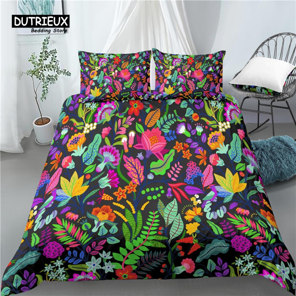 Home Living Luxury 3D Flower Print 2/3Pcs Comfortable Duvet Cover PillowCase Bedding Set Queen and King EU/US/AU Size