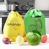 2Pcs Reusable Cotton Vegetable and Fruit Storage Bags Eco Friendly Drawstring Produce Fresh Keeping Pouches for Kitchen Refrigerator Freezer