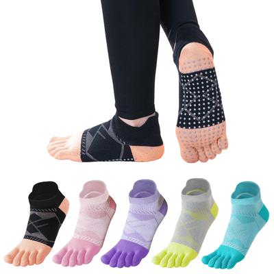 ETARLOS Perfect for and Breathable and Cotton Sizes Women's Non-Slip Five-Toe Socks, Ankle-Length, Sports, Yoga, Pilates, Running, Ballet, Dance.