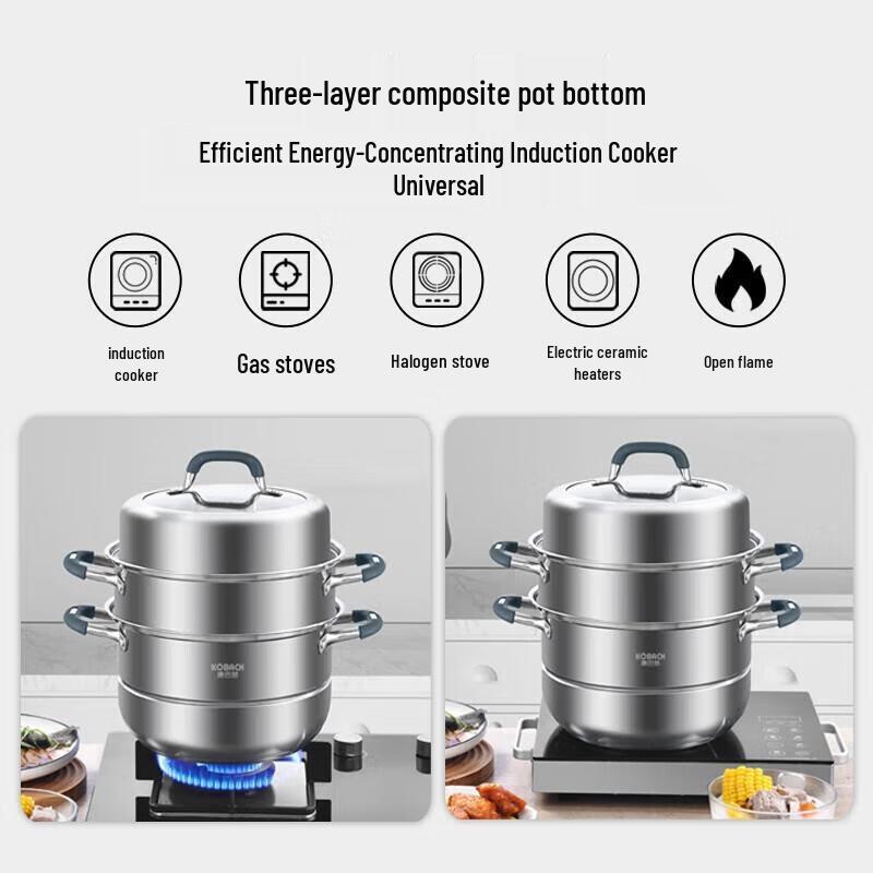 Kangbahe 3-Layer Anti-Scald Stainless Steel Steamer