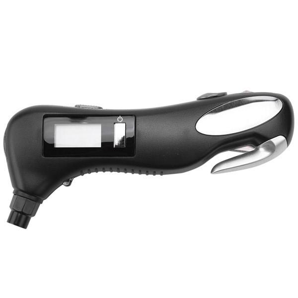 

Цифровий багатоцільовий манометр для шин з молотком безпеки та склобоєм чорний