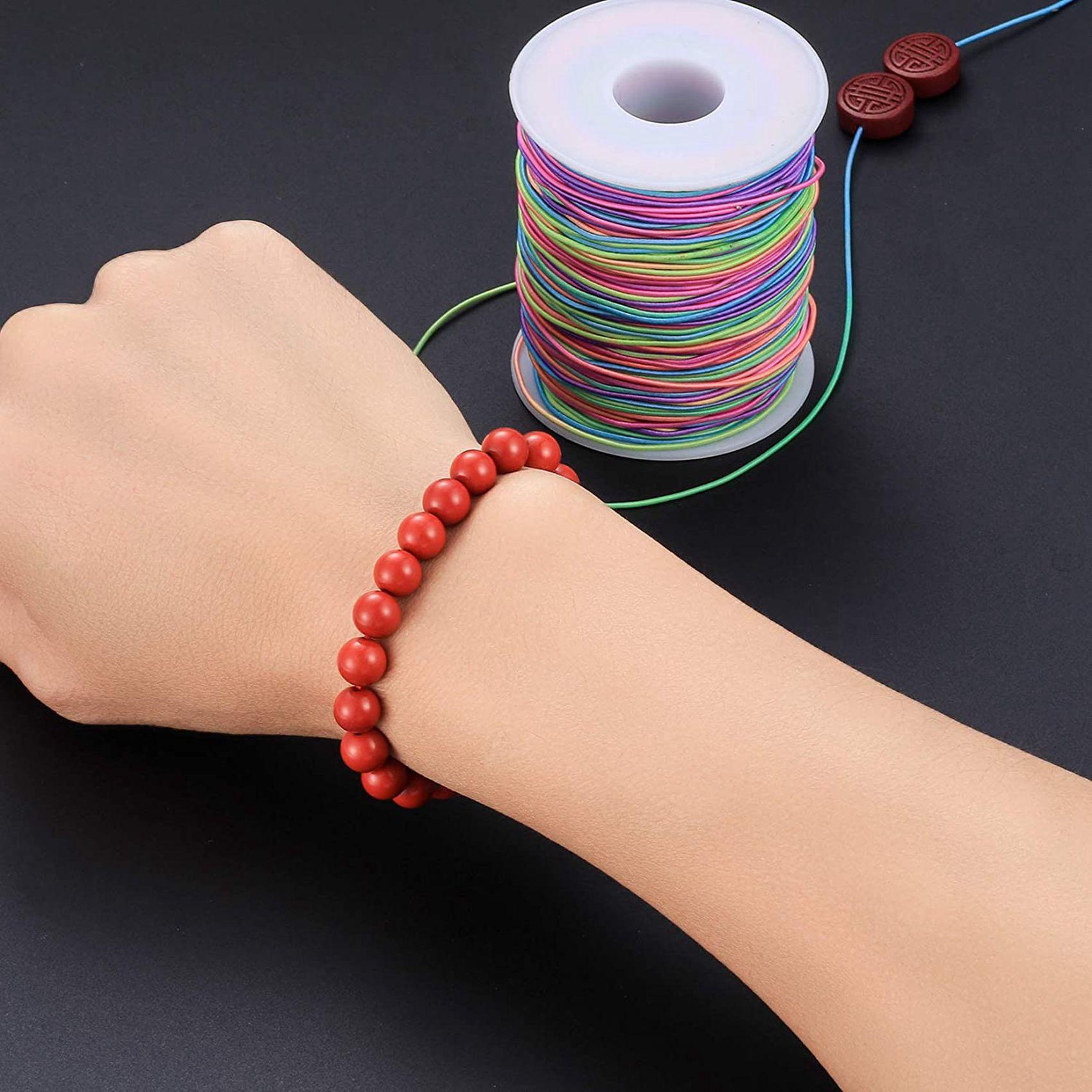 Premium-2X Elastic Cord, Beading Cords Threads, Rainbow Color Stretch String Cord, Fabric Crafting String For Bracelet разноцветный