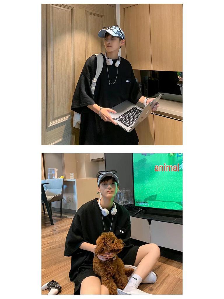 Zijun Trendy Waffle T-Shirt & Wide-Leg Pants Sportswear Set