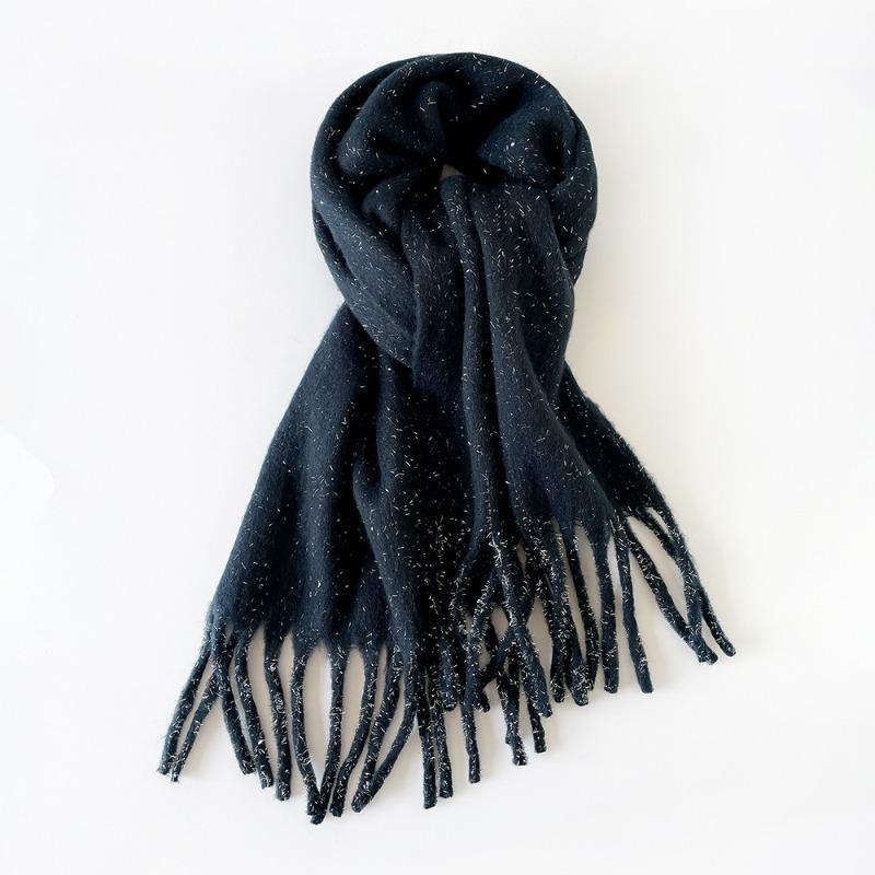 

Thickened warm simple solid color mohair scarf large shawl women s plain scarf 220*40cm