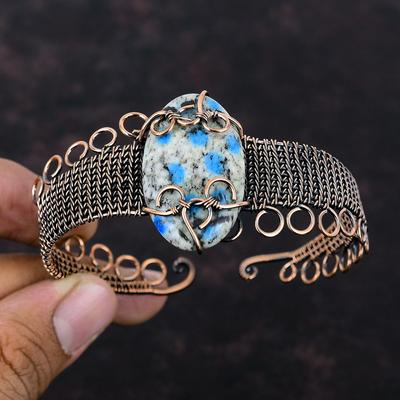 K2 Jasper Gemstone Bangle Copper Wire Wrapped Cuff Bracelet K2 Jasper Jewelry Adjustable Bangle Handmade Copper Wire Jewelry Gift For Mother