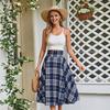 Women Midi Skirt Plaid Print High Hem Design Slimming Effect A-Line Skirt Large Autumn Winter