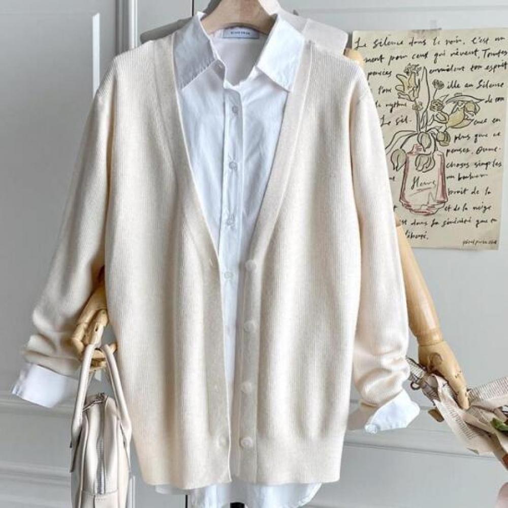 New ArriVals Open Run Loose Fit V Neck Cardigan Ribbed Knit