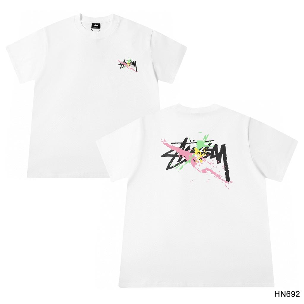 Stussy 2025 Sommer Neues Hochwertiges Rundhals-T-Shirt aus Baumwolle für Männer und Frauen Klassisches Logo mit neuem Musterdruck Paar-T-Shirt