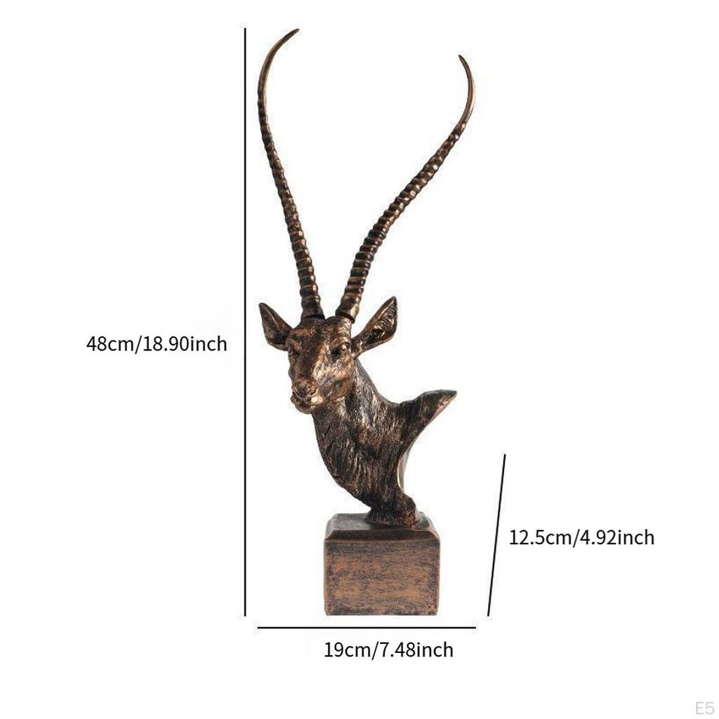Antelope Head Sculpture Aesthetic Collectible Realistic Ornament Resin Crafts for Hallway Living