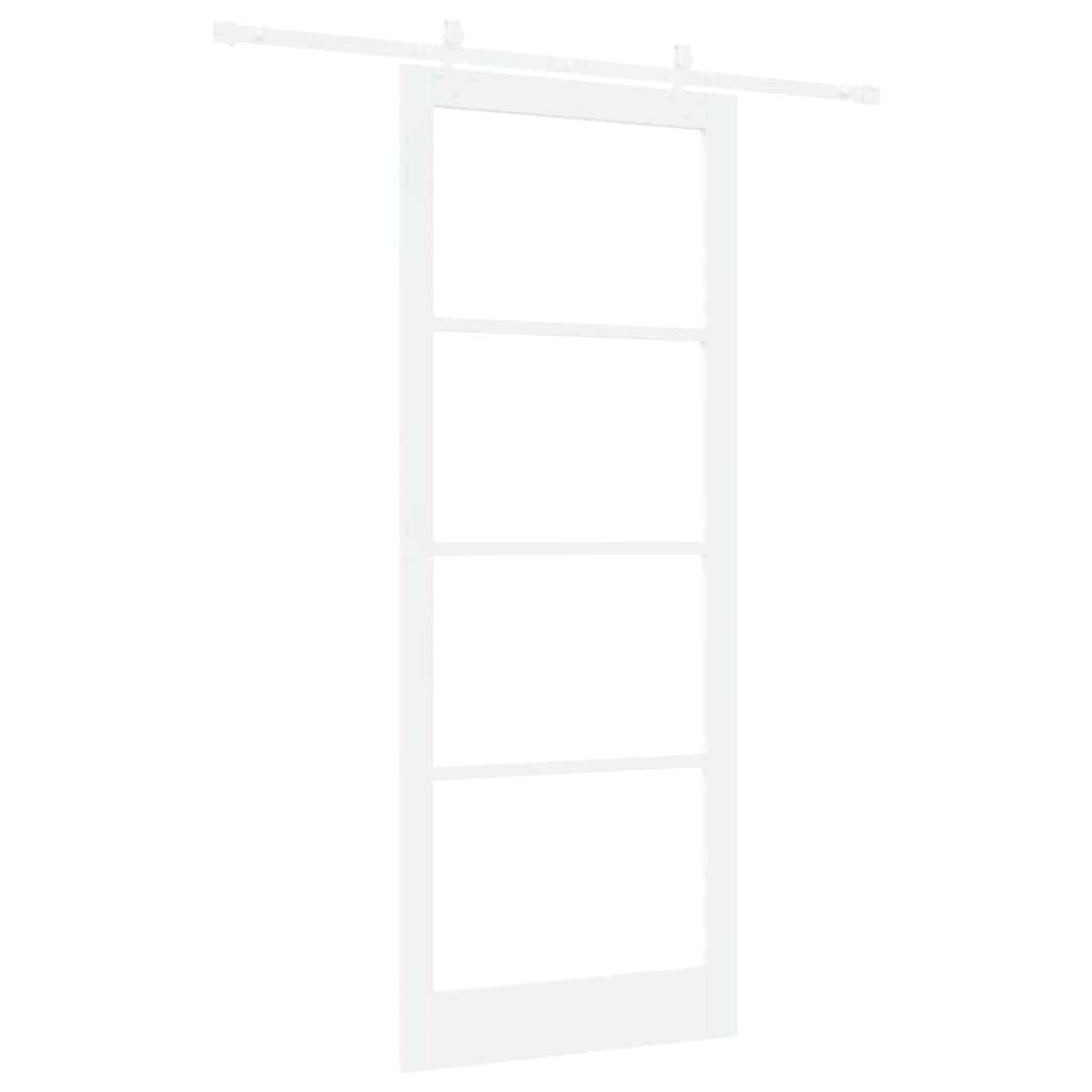 Sliding Door White 93 x 232 cm Solid Pine Wood and Glass