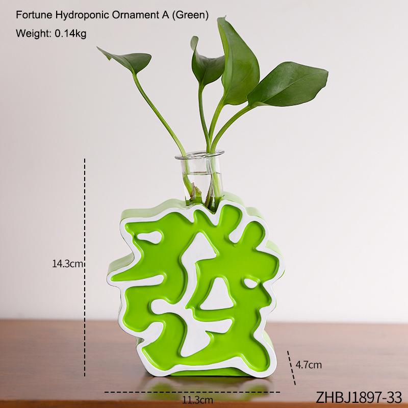 

Creative Wealth Hydroponic Plant Container Abs Vase Ornament Indoor Bonsai Home Desktop Decoration Flower Pot Gift