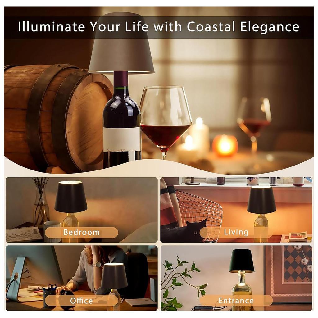 Wireless Touch Control Bottle Table Lamp Reading Usb Rechargeable Adjustable Brightness White Wine Lights Mini Night Light Lamps