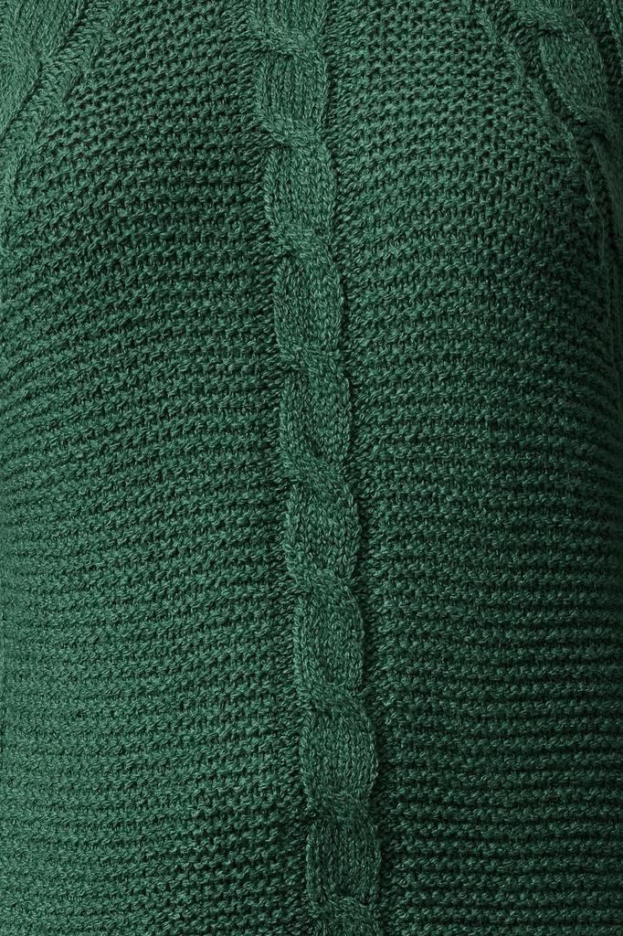 Women's Fashion Stylish Sweater Emerald Green Soft Textured Hair Braided Seamless Knitwear Sweater