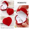 Wedding Heart Shape Velvet Jewelry Box Ring Display Box Red Rose Double Ring Storage Box