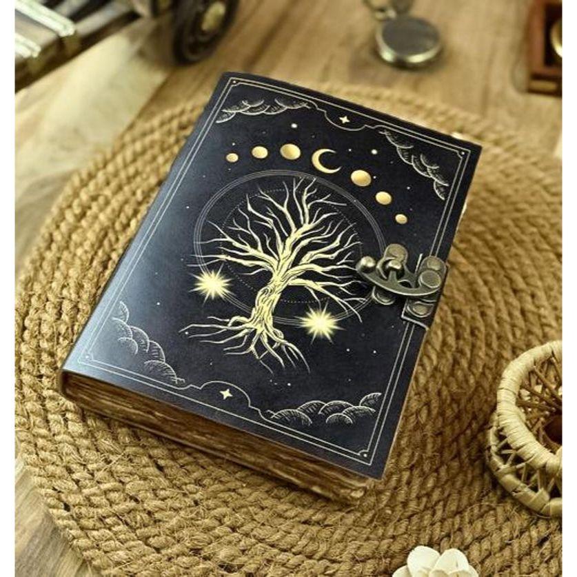 Tree of Life Leather Grimoire Journal: Celestial Spell Book