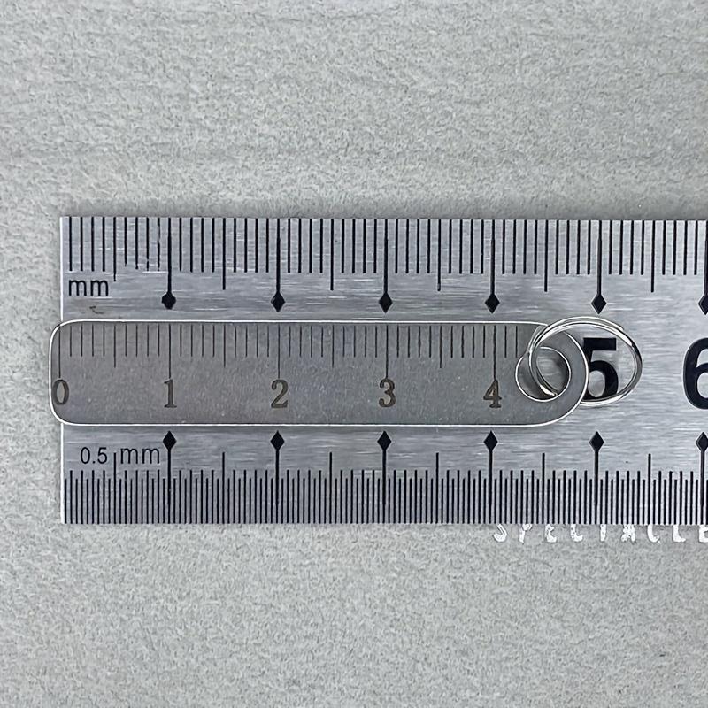 5pcs Stainless Steel Mini Ruler with Keychain, Portable Measuring Tool, White, for Office and School Supplies