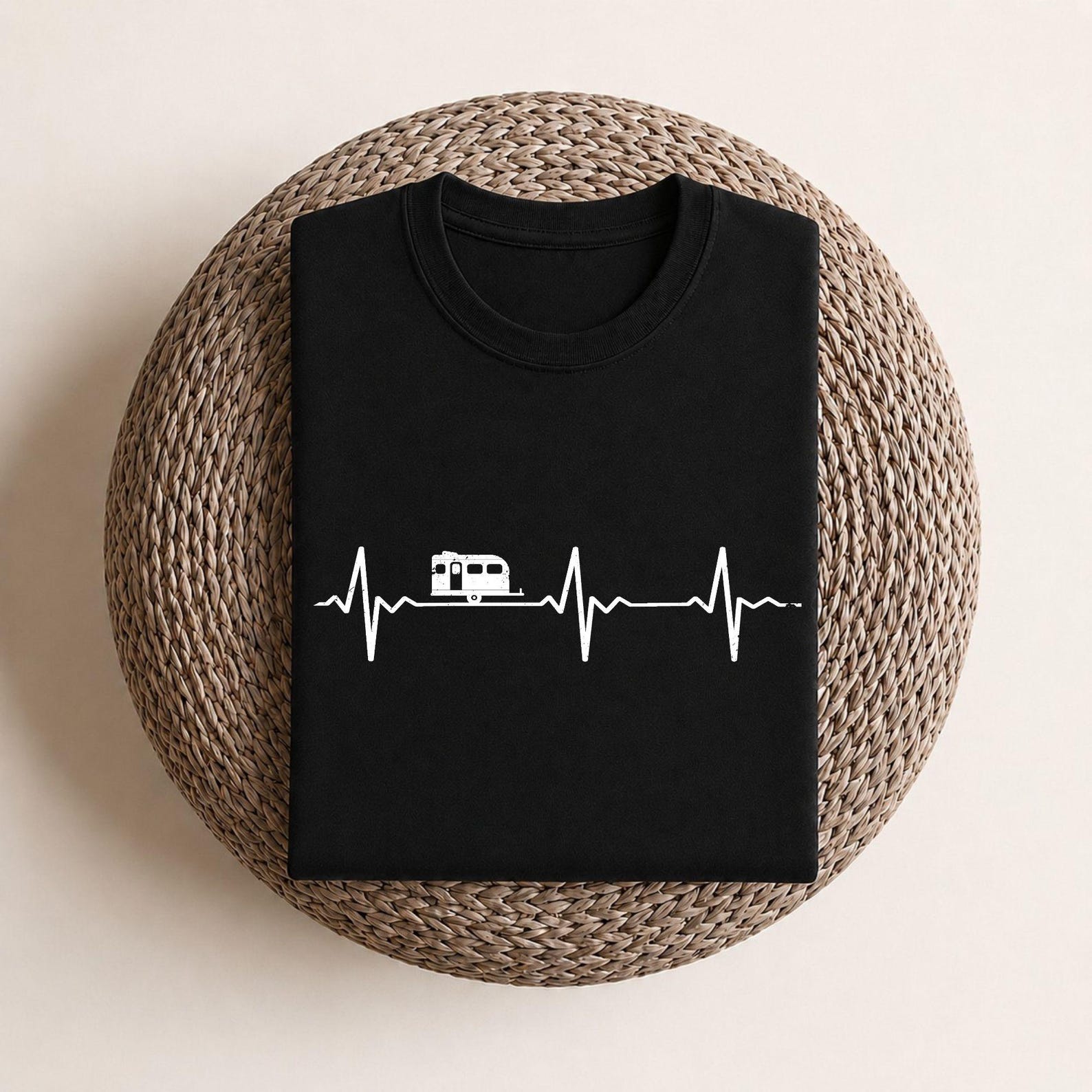 Camping T-Shirt Caravan Heartbeat Camper Gift Idea - Premium T-Shirt L