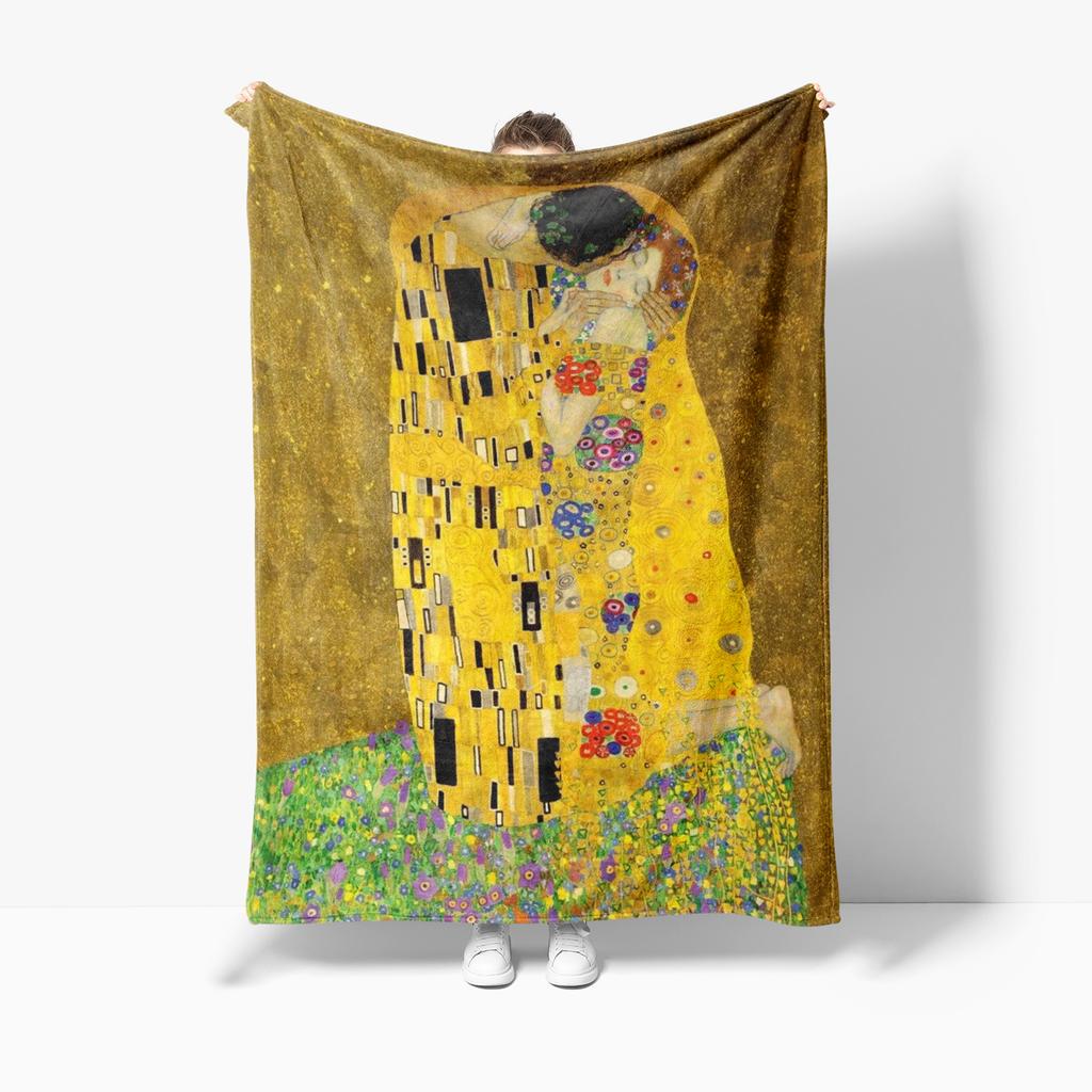 Gustav Klimt Oil Painting Four Seasons Blanket Sofa Bed Cover Soft and Fluffy Blanket Soft Warm Flannel Throw Blanket Gift Art