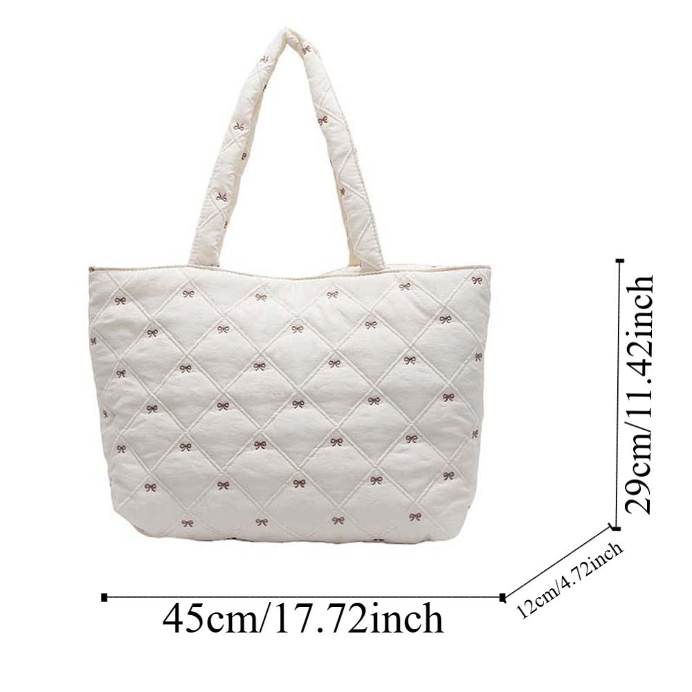 Versatile Quilted Tote Bag Sweet Bubble Shoulder Bag Cloth Bag Rhombus Plaid Handbag  Women