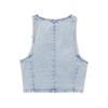 Fashion Style 2024 Summer New Arrival Women's Clothing All-Matching Sleeveless V Neck Denim Vest Mid Waist Skirt 1889163