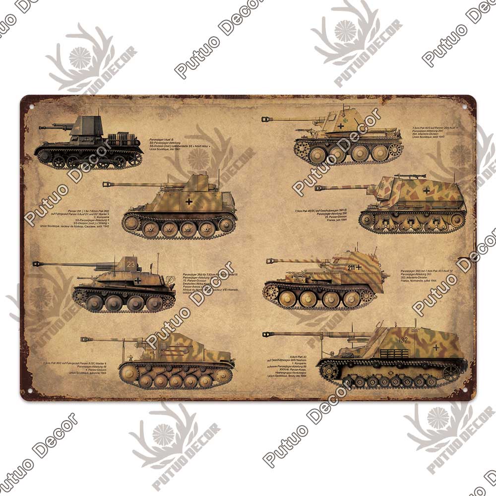 Putuo Decor Panzer Blechschild Metallschild Dekorative Vintage-Dekor Plakette Wanddeko Garage Man Cave Clubraum Zuhause