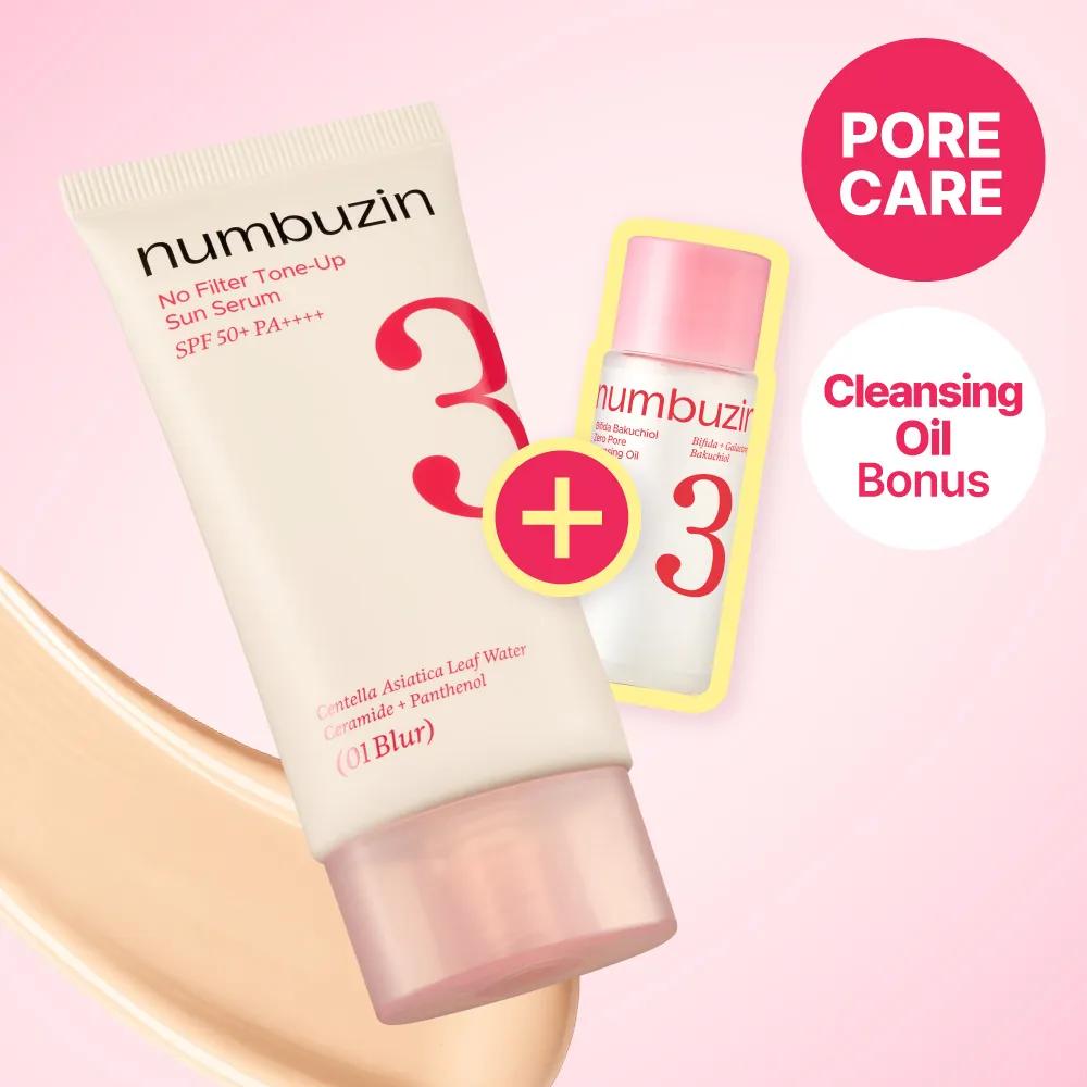 numbuzin No.3 Porcelain Base-skip Tone Up Beige 50ml 01 Blur Set (+Cleansing Oil 20ml)