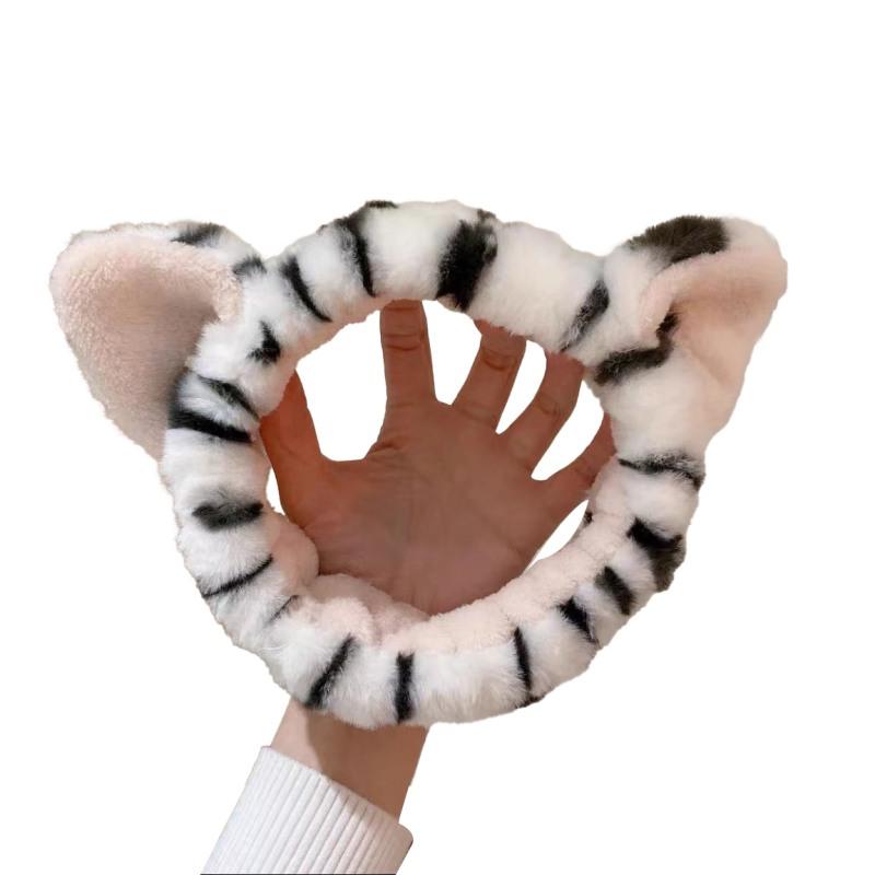 

Милая пушистая повязка на голову в мультяшном стиле тигра для девочки, повязка для спа-процедур для лица