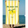 Sommer Vintage Italienische Zitrone Gestreiftes Handtuch Buchstabe Zitrone Kunst Übergroßes Weiches Handtuch für Schwimmen Strand Urlaub Picknicks