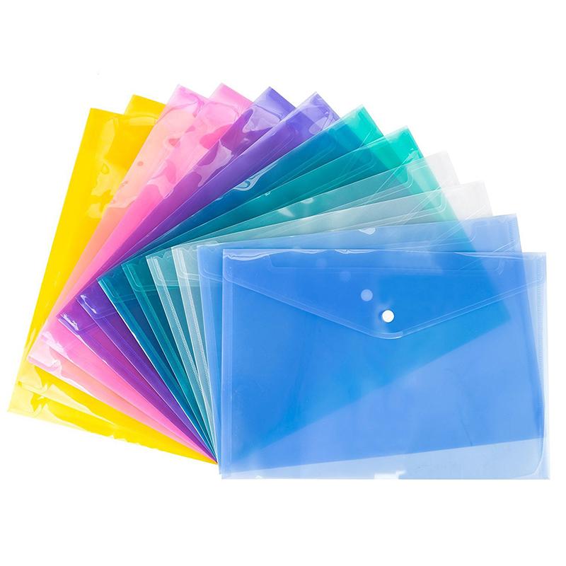 A4 Clear Document Bag Paper File Folder Stationery School Office Letter Envelope Folder Translucent Case PP 6 Candy Colors