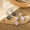 Stylish Four-Leaf Clover Zirconia Earrings: Versatile Niche High-End Studs