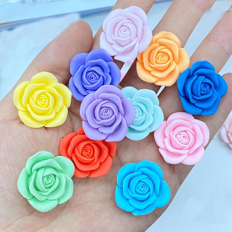 

10Pcs New Cute Mini 23mm Rose Series Flat Back Resin Cabochons Scrapbooking DIY Jewelry Craft Decoration Accessorie