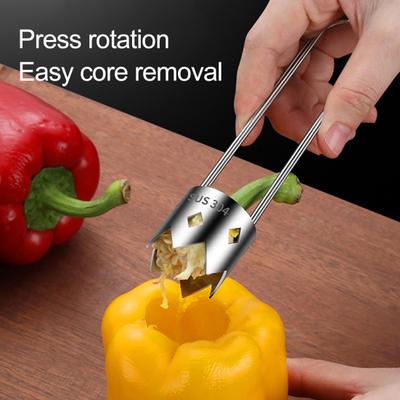 2Pcs Red Bell Pepper Corer Stainless Steel Fruit Vegetable Corer & Pitter Remover Pepper Cutter Deseeder Kitchen Utensils
