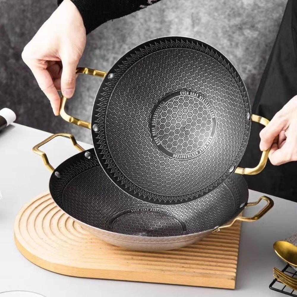 Korean Style Dry Boiler Non Stick Camping Wok Kitchen Accessory Frying Cooking Pot  Picnic