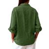 Women's Shirt Seven-Sleeve Lapel Cotton Linen Top Solided Color Casual Breathable Lapel Shirt