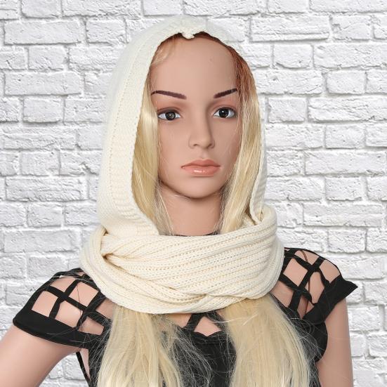 Hooded Scarf Thick Warm Woolen Women Hooded Scarf for Winter