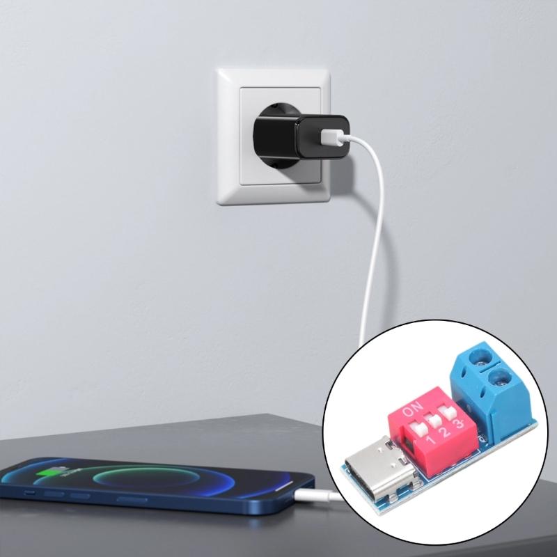 Pack of 2 USB Type C PD Triggers Module SupportsQC/PD Fast Charging with Adjustable Voltages Support 5V-20V Input