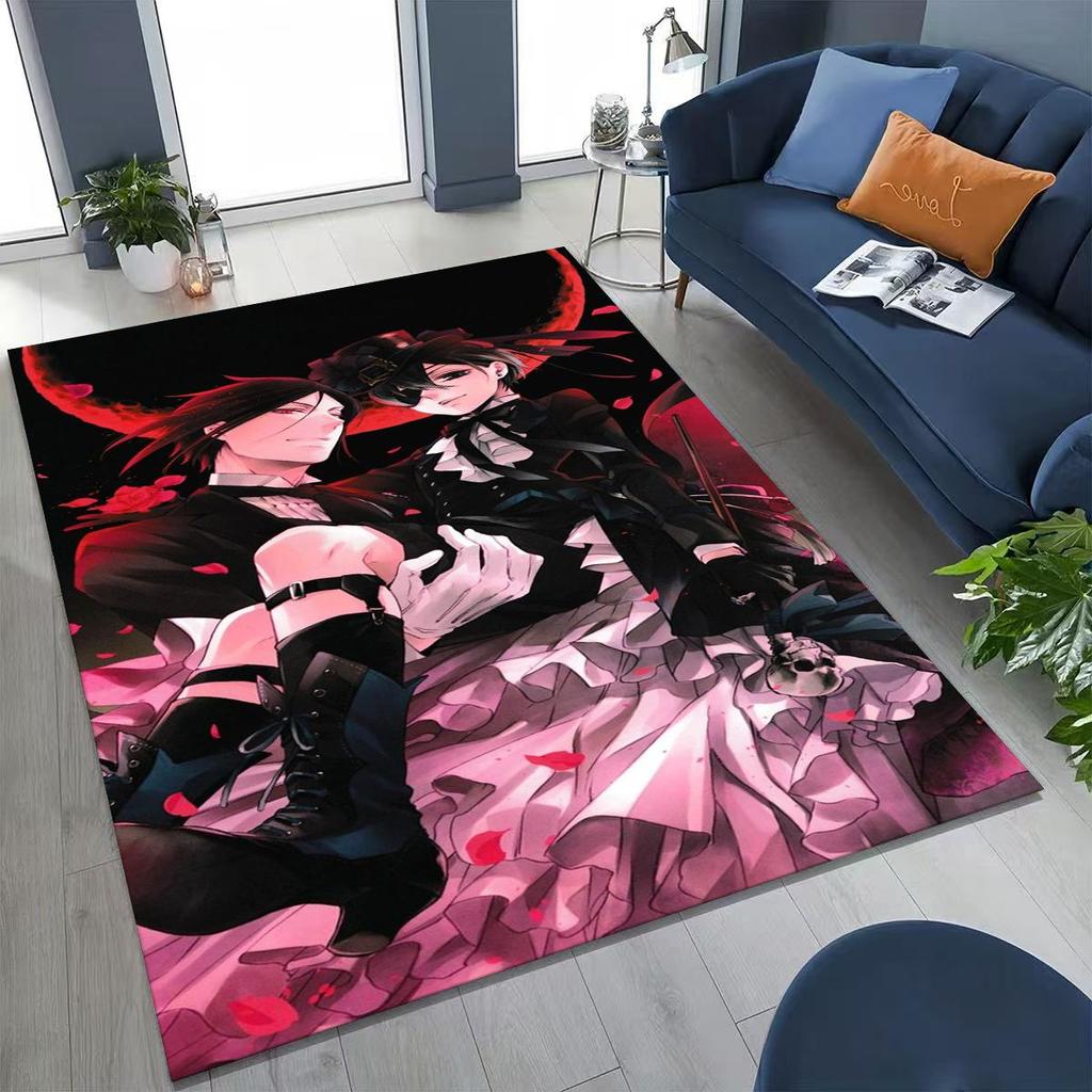 Anime Black Butler Sebastian Ciel Cartoon Cartoon Rug for Bedroom Living Room Sofa Home Doormat Decor,Kids Non-slip Floor Mat