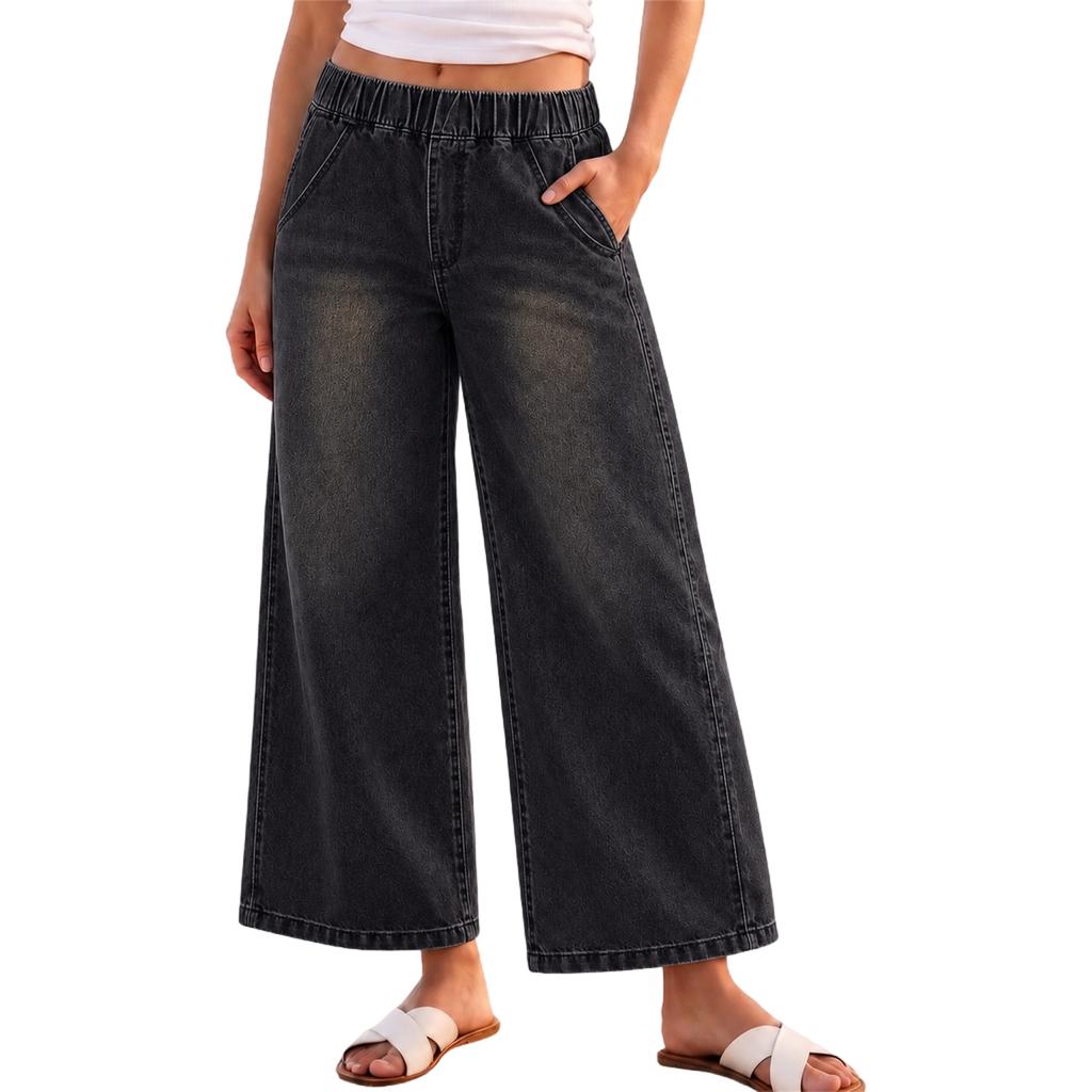 Women's High Waisted Wide Leg Straight Jeans Loose Fit Versatile Denim Pants for Spring Fall