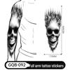 Adesivo Tatuaggio Completo per Braccio Uomo: Design Realistico Impermeabile, Motivo Tigre e Teschio