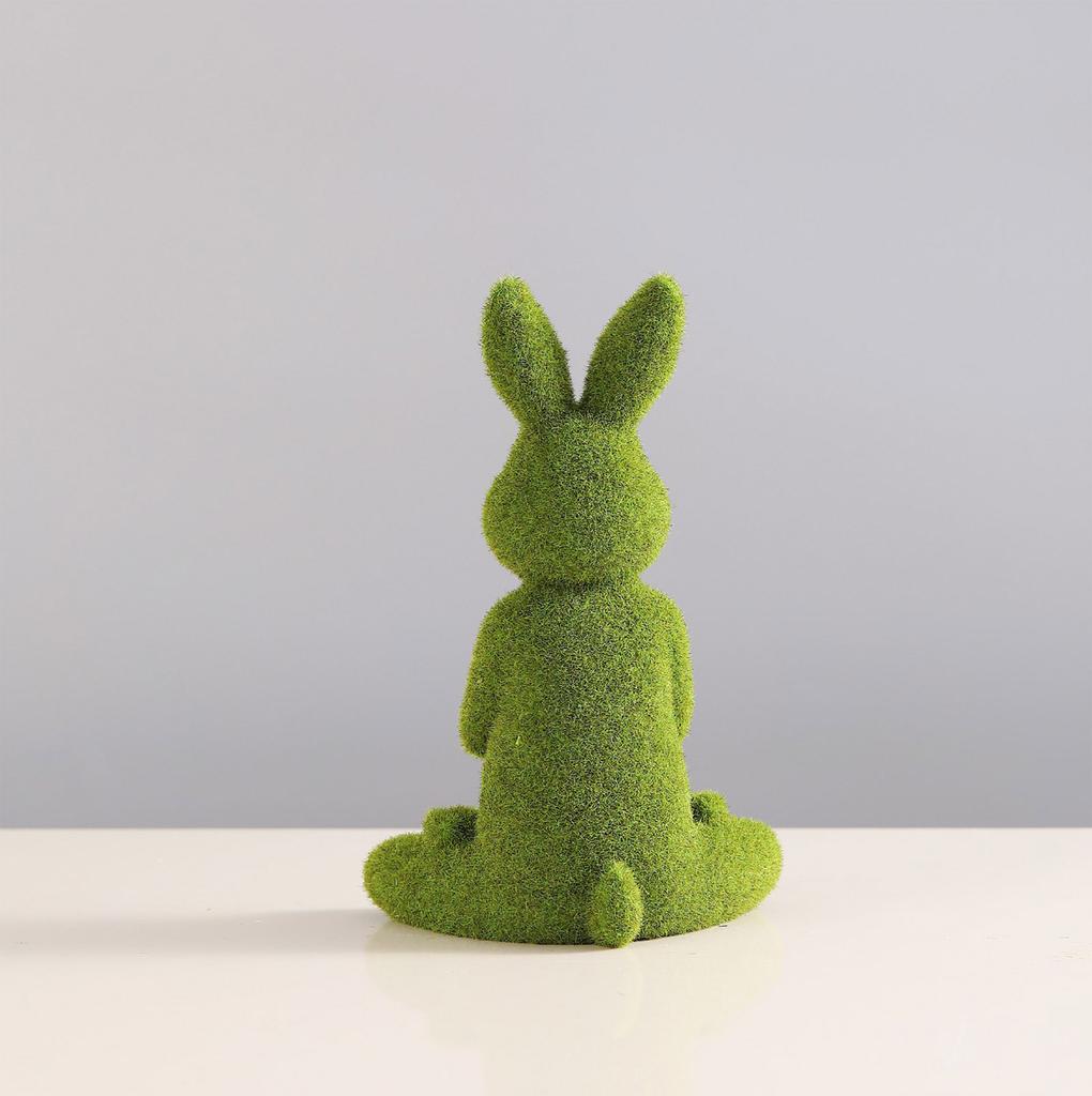 Stylish Flocking Rabbit Statues Realistic Flocking Rabbit Figures Display for Easters and Spring Home Decoration
